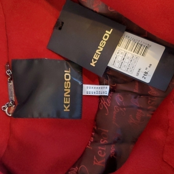 KENSOL- Womens Red Wool/Silk Blend Edgy Chic Jacket Coat New! Sz.Medium - Picture 10 of 14